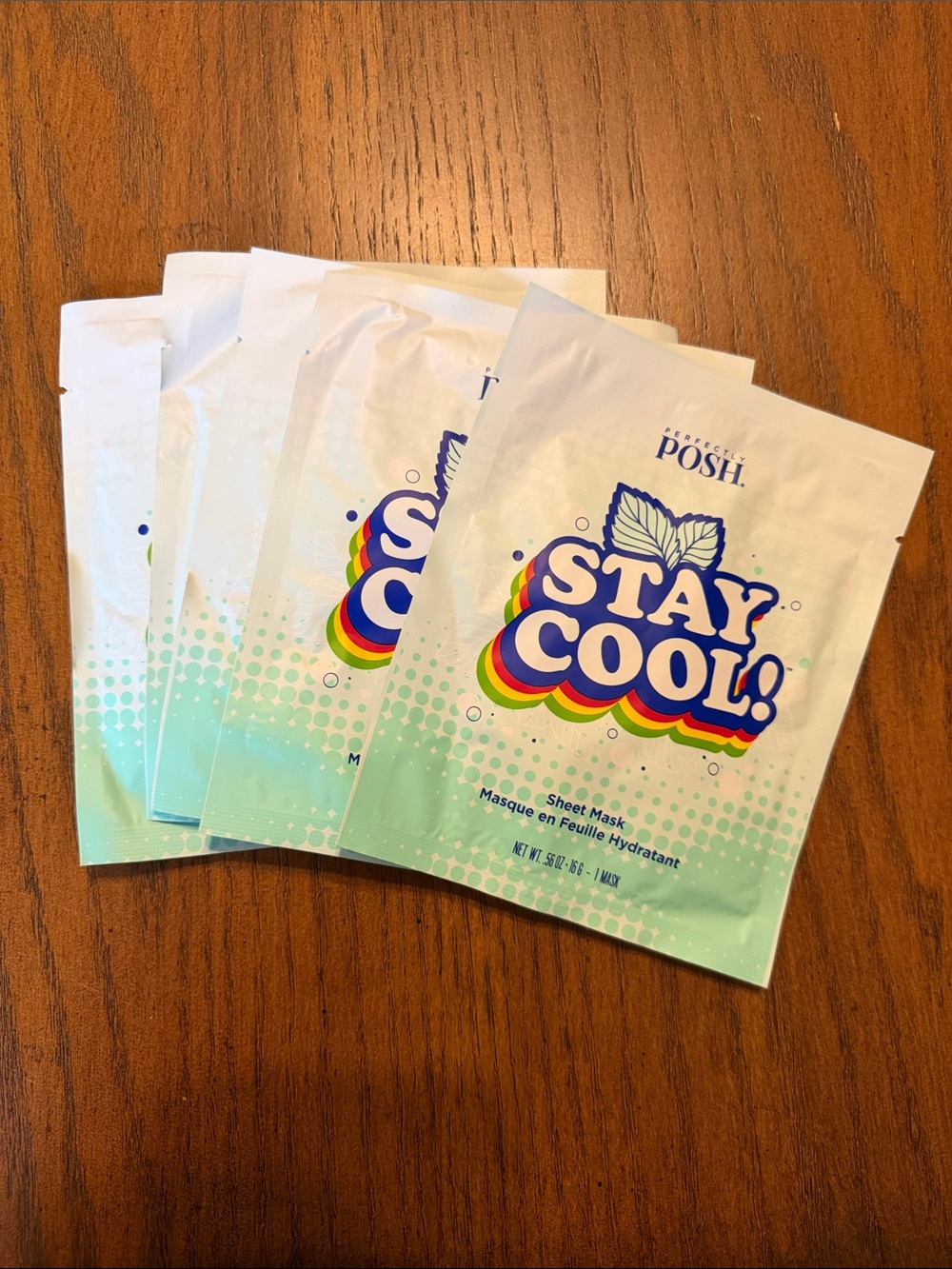 Posh Stay Cool! Mint Green & White Hydrating Sheet Masks - Single Pack